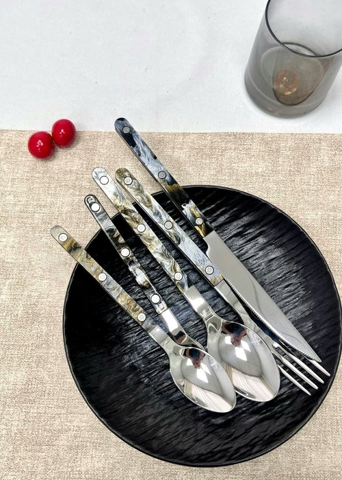 Set Of 10 Pcs Modern Elegant Terra Flatware - Bistrot Style Cutlery Si