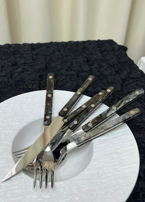 Set Of 10 Pcs Modern Elegant Terra Flatware - Bistrot Style Cutlery Si