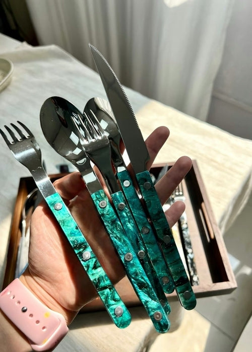 Set Of 10 Pcs Modern Elegant Terra Flatware - Bistrot Style Cutlery Si